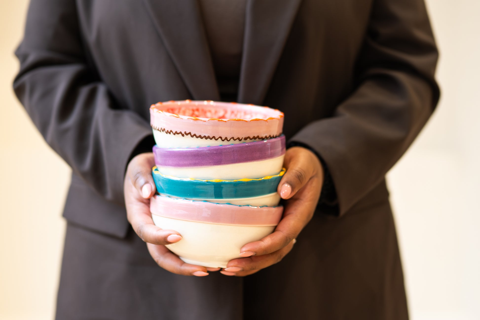 Flower Pastel kommetje – 14 cm – Handbeschilderd