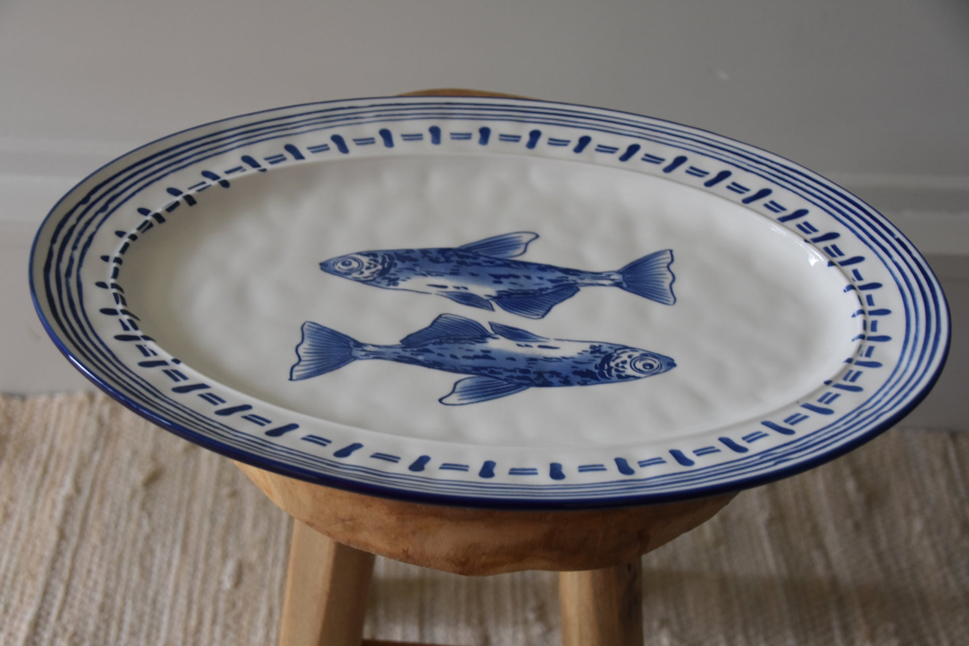 Seafood Plate Ovaal -Wit Blauw