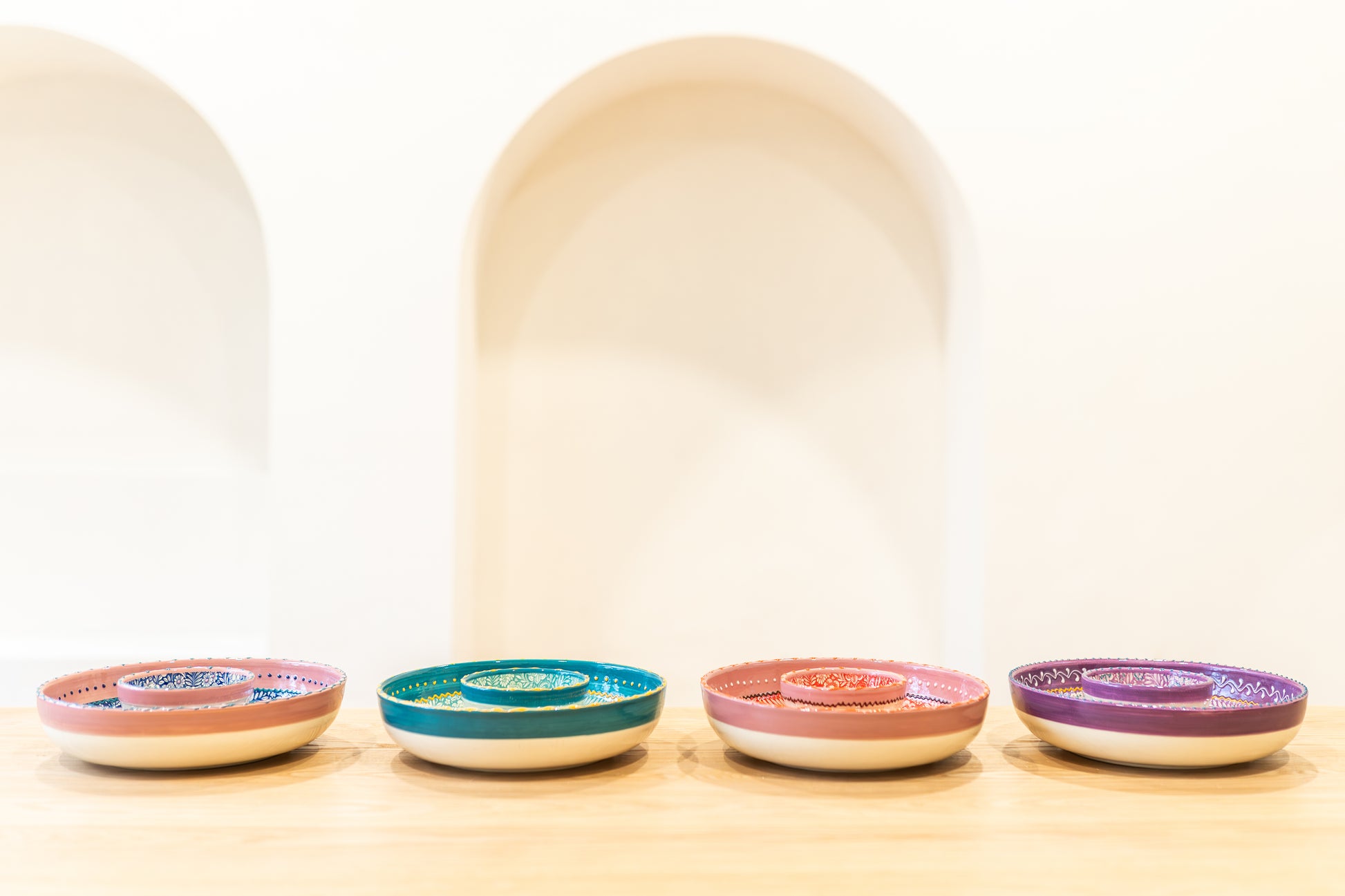 Flower Pastel schaal – 30 cm – Handbeschilderd