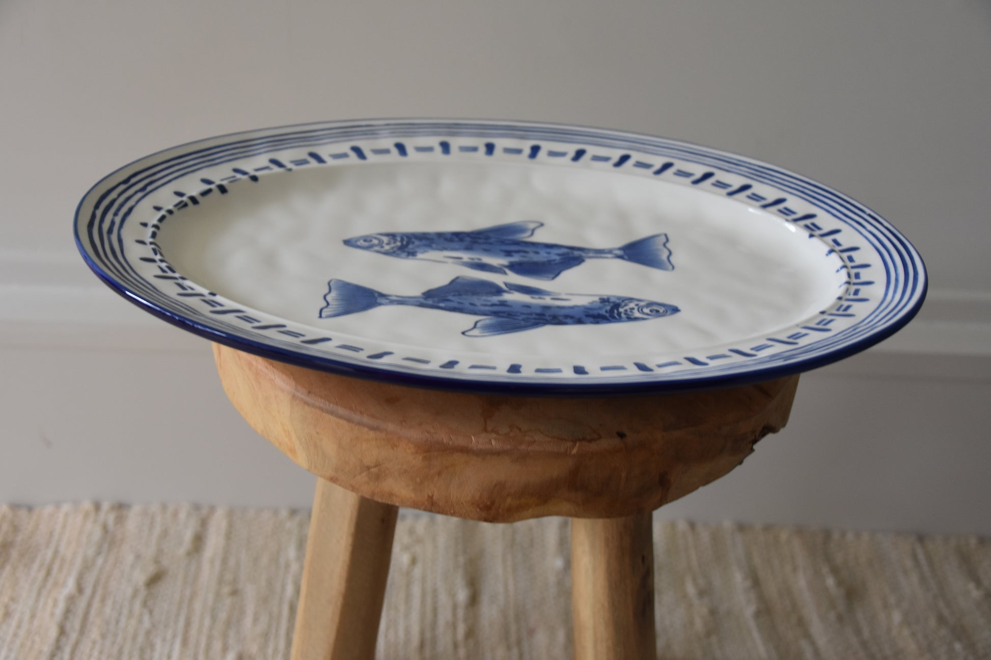 Seafood Plate Ovaal -Wit Blauw