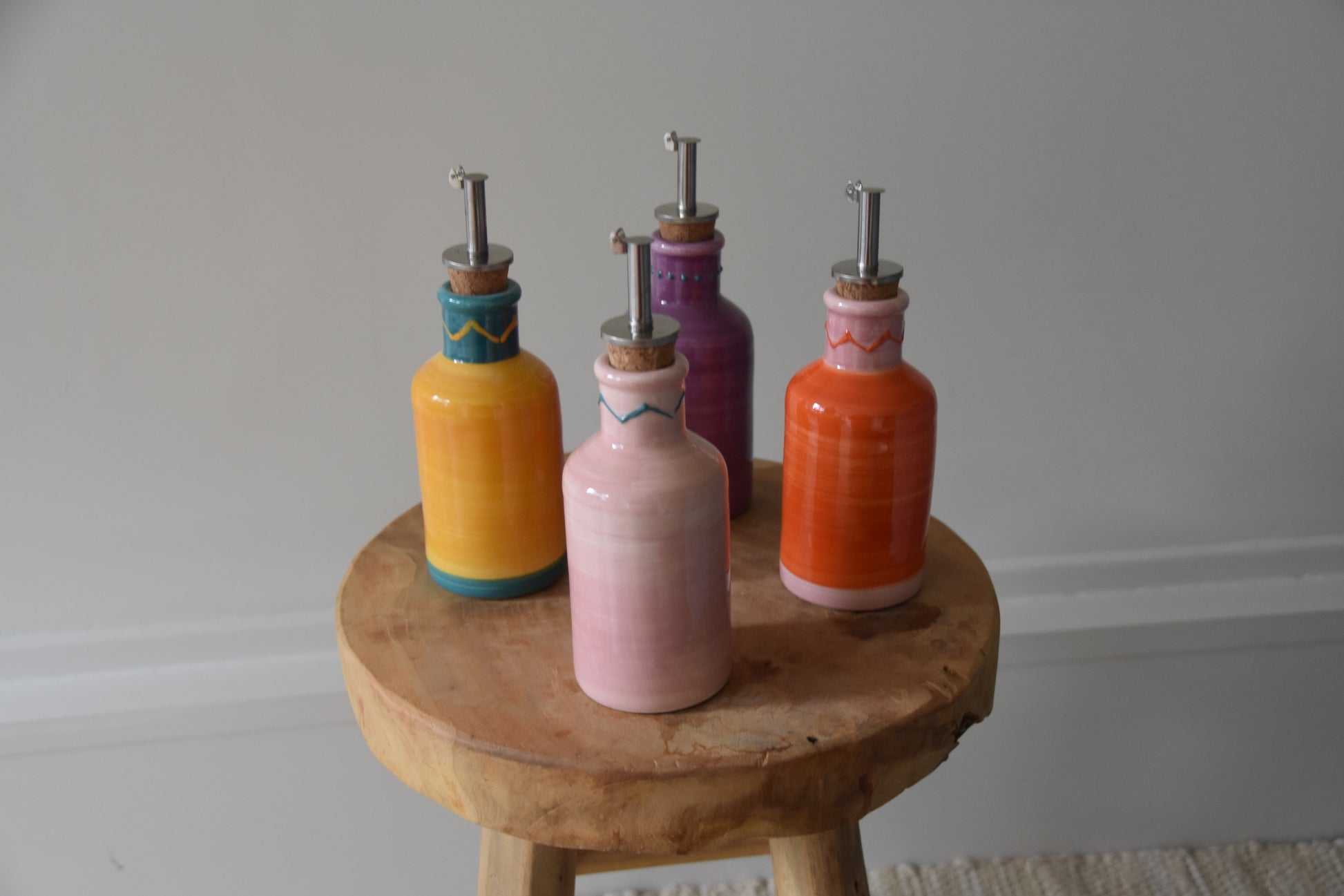 Olijfolie- & Azijnfles – Diverse kleuren