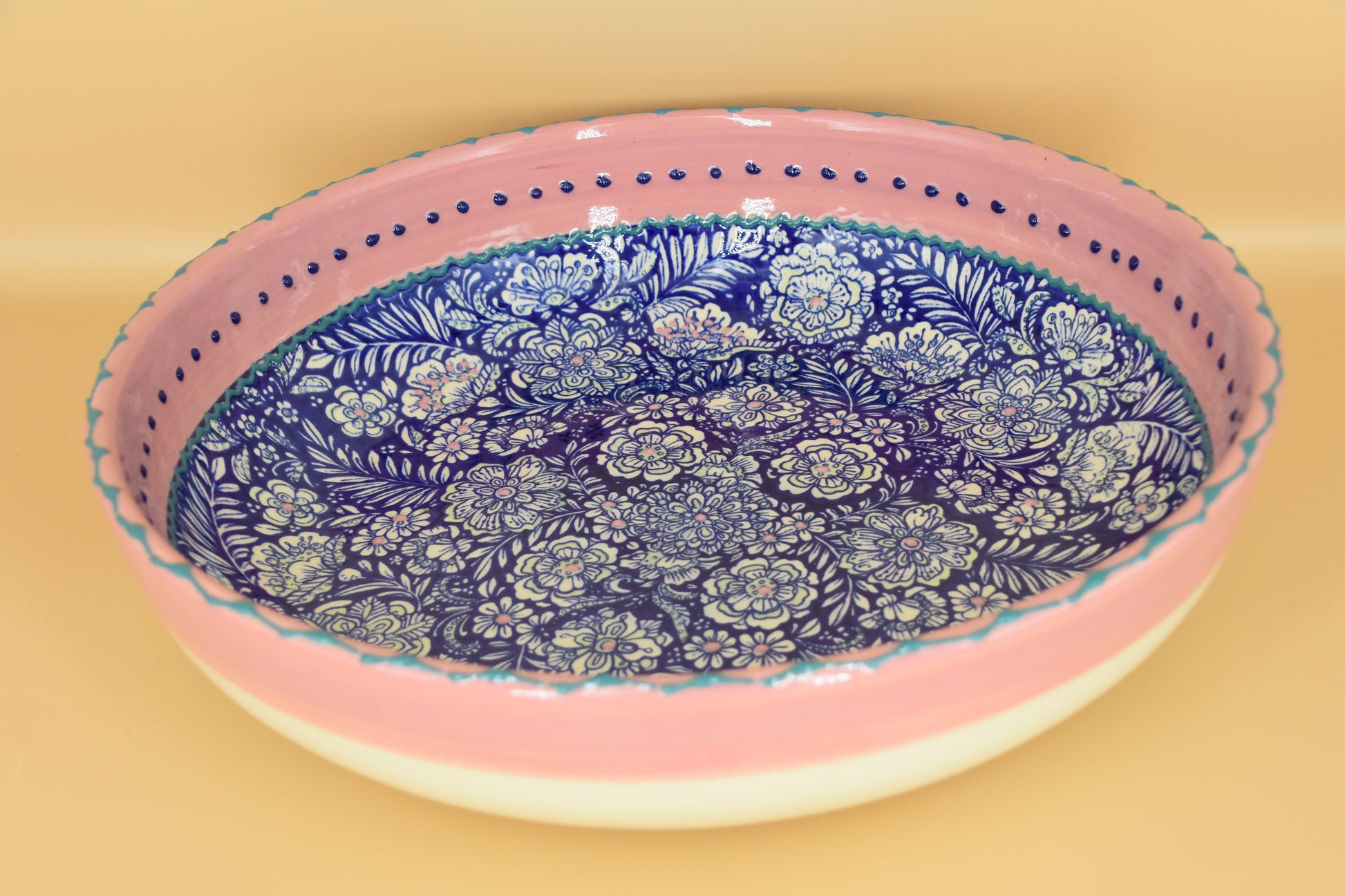 Flower Pastel schaal – 30 cm – Handbeschilderd