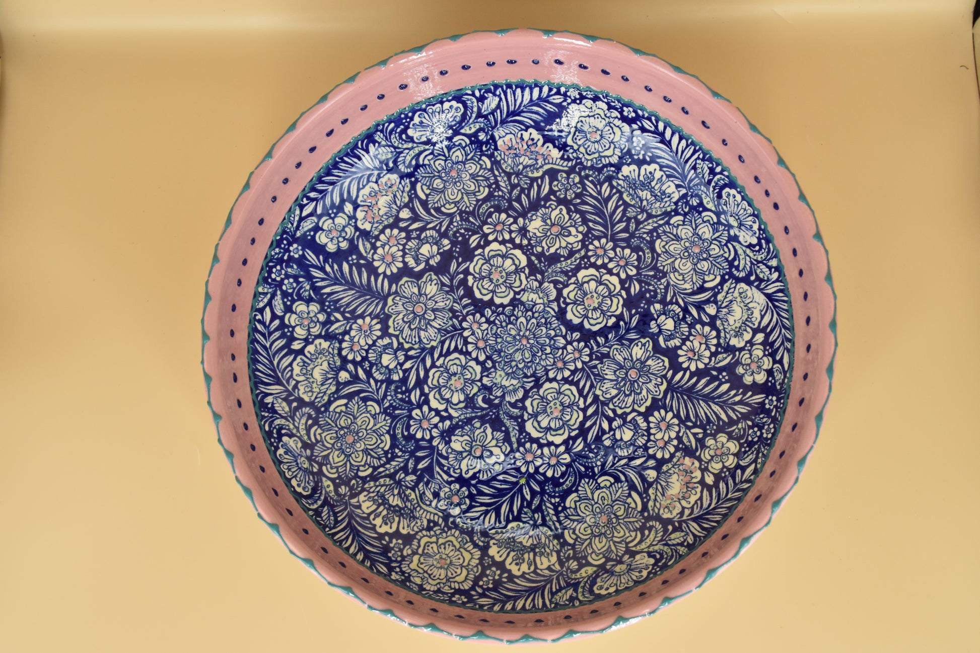 Flower Pastel schaal – 30 cm – Handbeschilderd