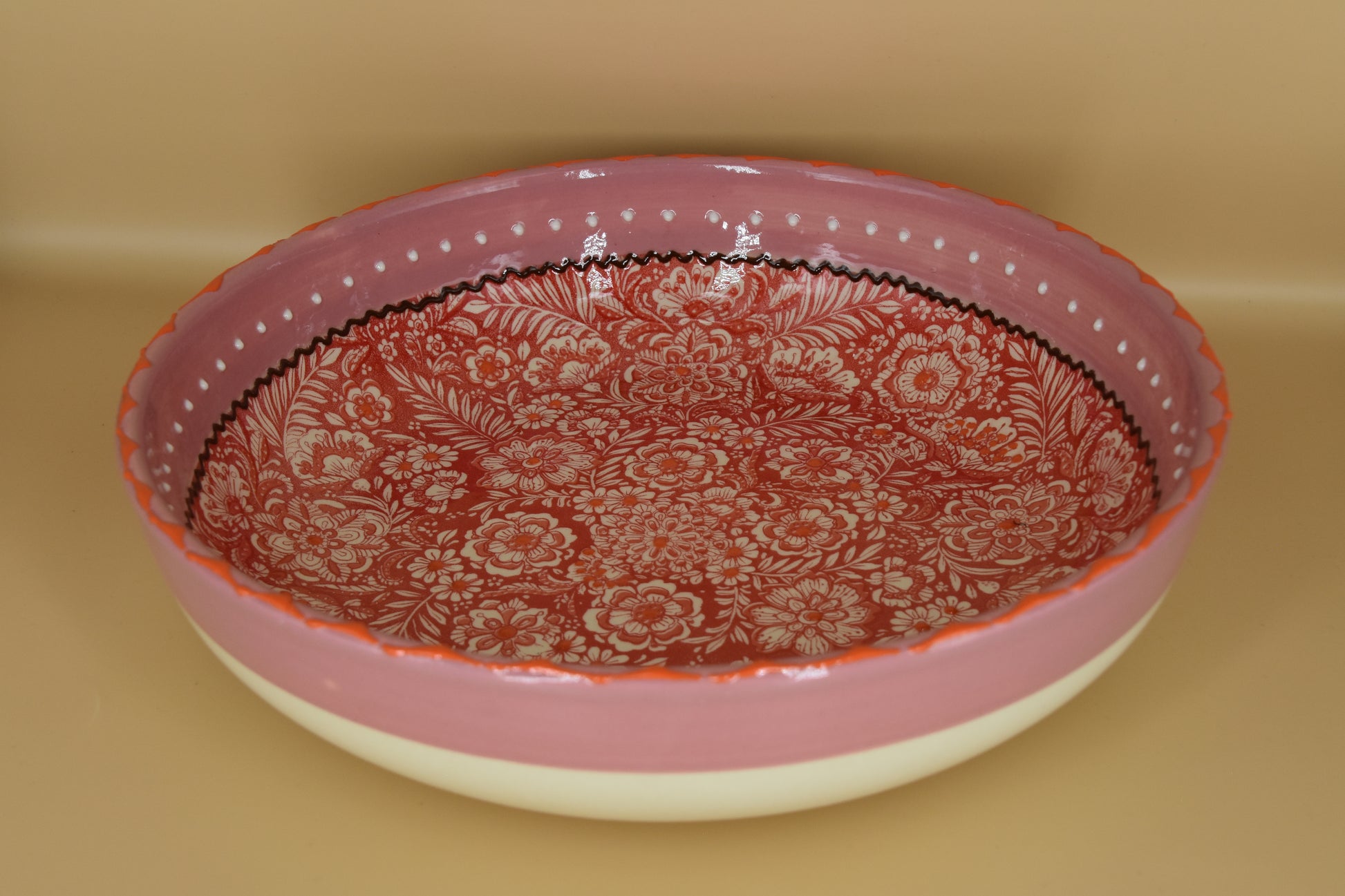 Flower Pastel schaal – 30 cm – Handbeschilderd